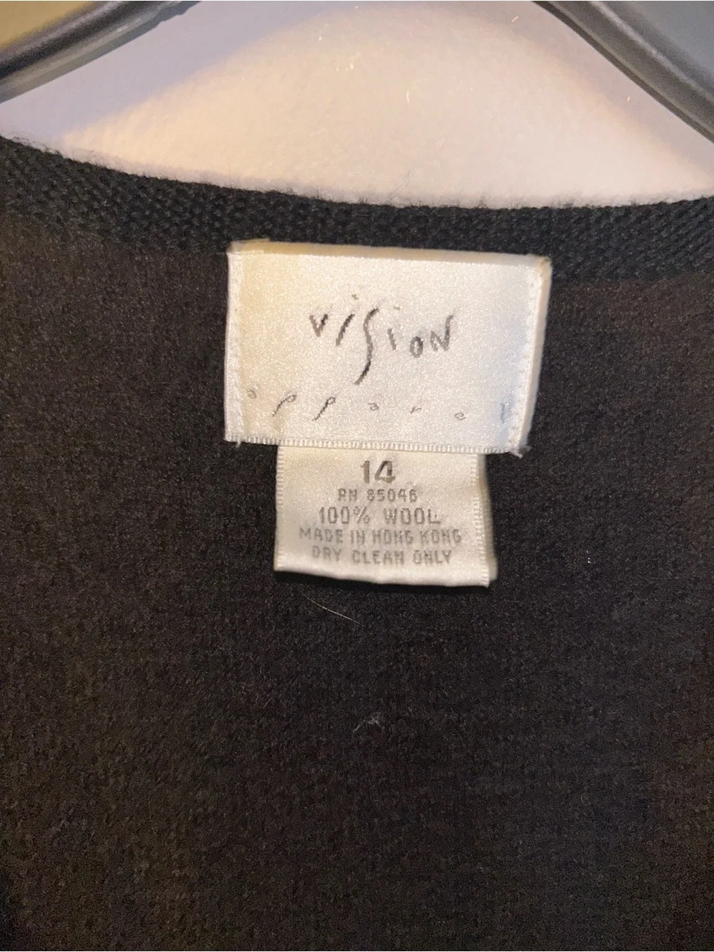 Vintage Wool Vest - black/cream color block with metal closures